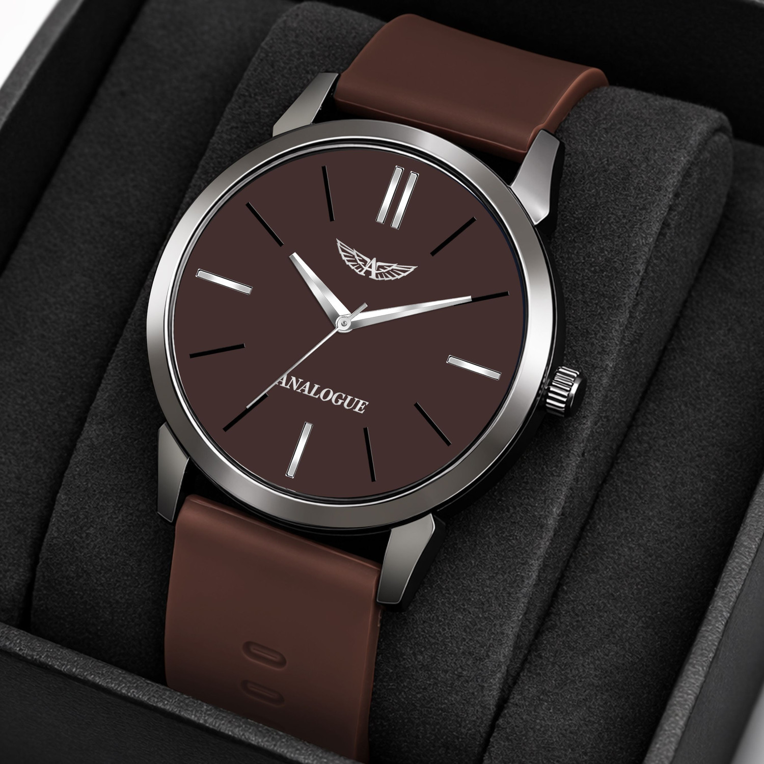 Image of ANALOGUE Minimalist Slim Series | Smart Watch Strap | Smart Clip | Soft Silicon Minimalist Slim Series | Smart Watch Strap | Smart Clip | Soft Silicon |3D Glass Analog Watch - For Boys