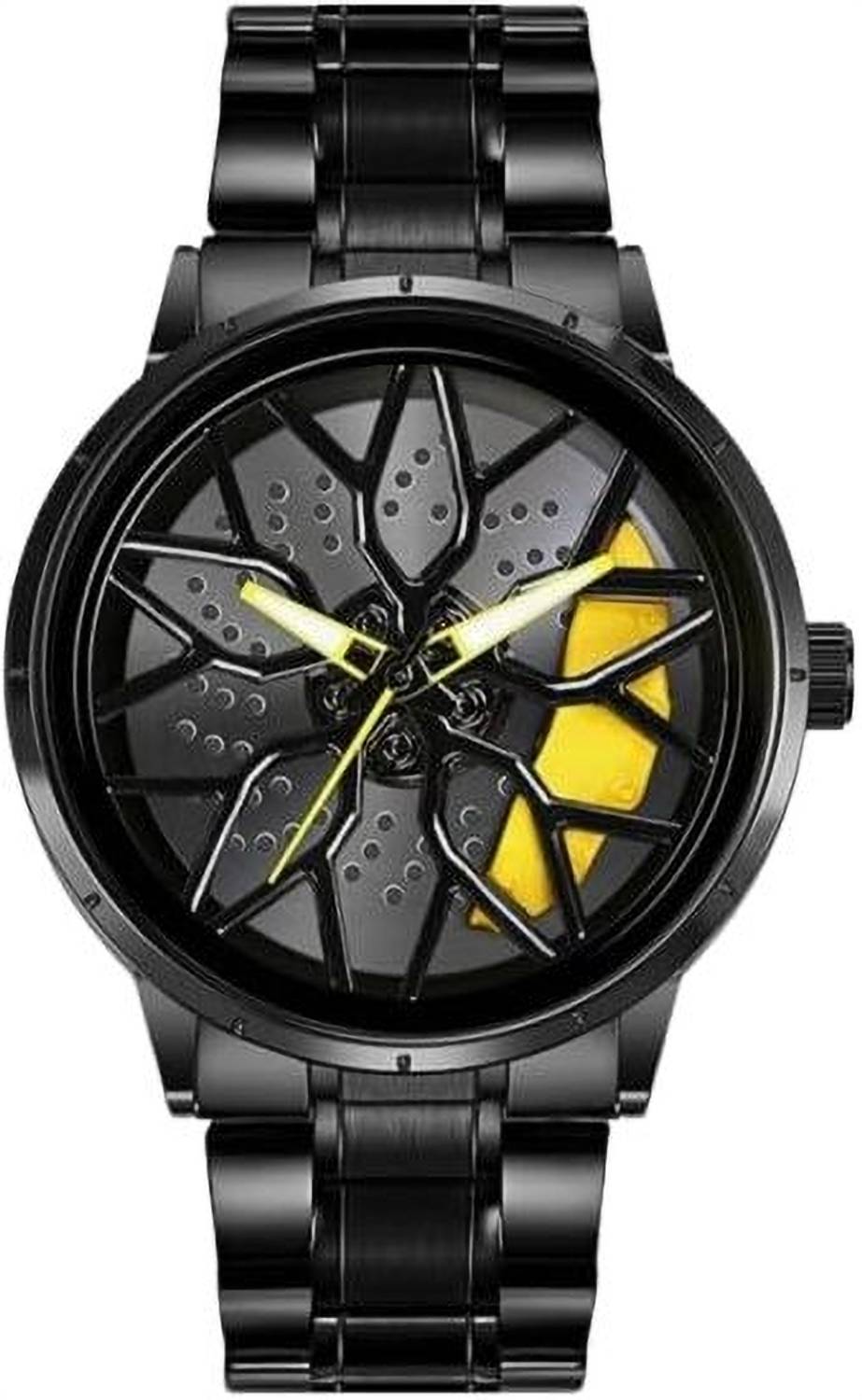 BXHP Spinning Car Rim Hub Design|| Analog Stainless Steel || Quartz Movement Men's Watch New Wheels Rolling Creative Fashion Che Youhui League Fans Butterfly Analog Watch  - For Men