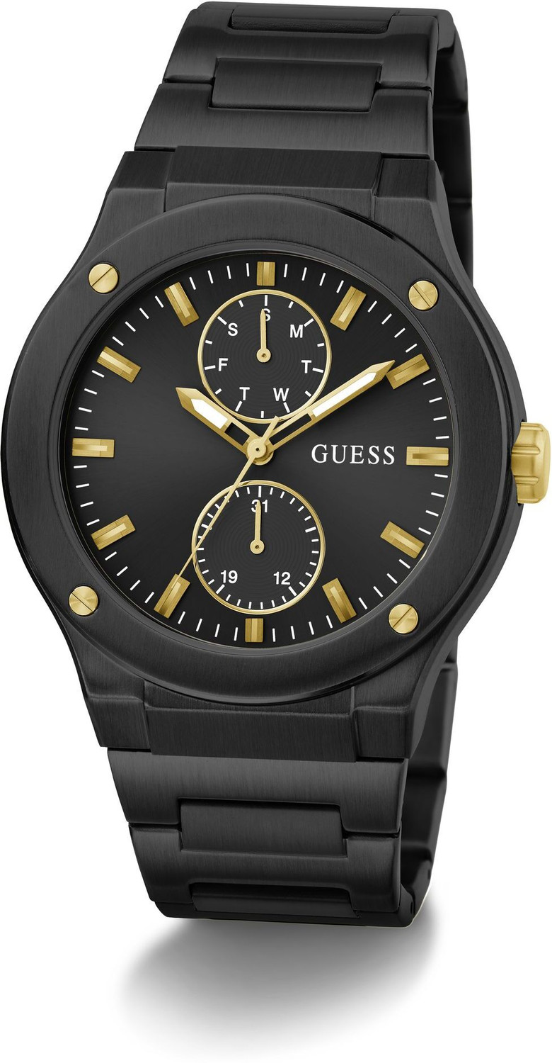 Image of GUESS GW0795G3 Jet Black Round Dial Analog Watch - For Men
