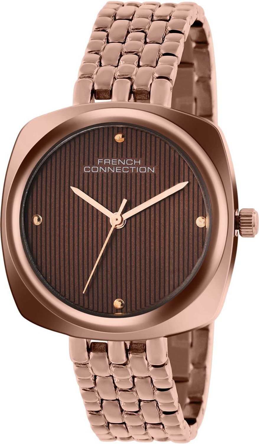 Image of French Connection Fayvora Fayvora Rhinestones Brown Textured Dial | Brown Analog Watch For Women's Analog Watch - For Women