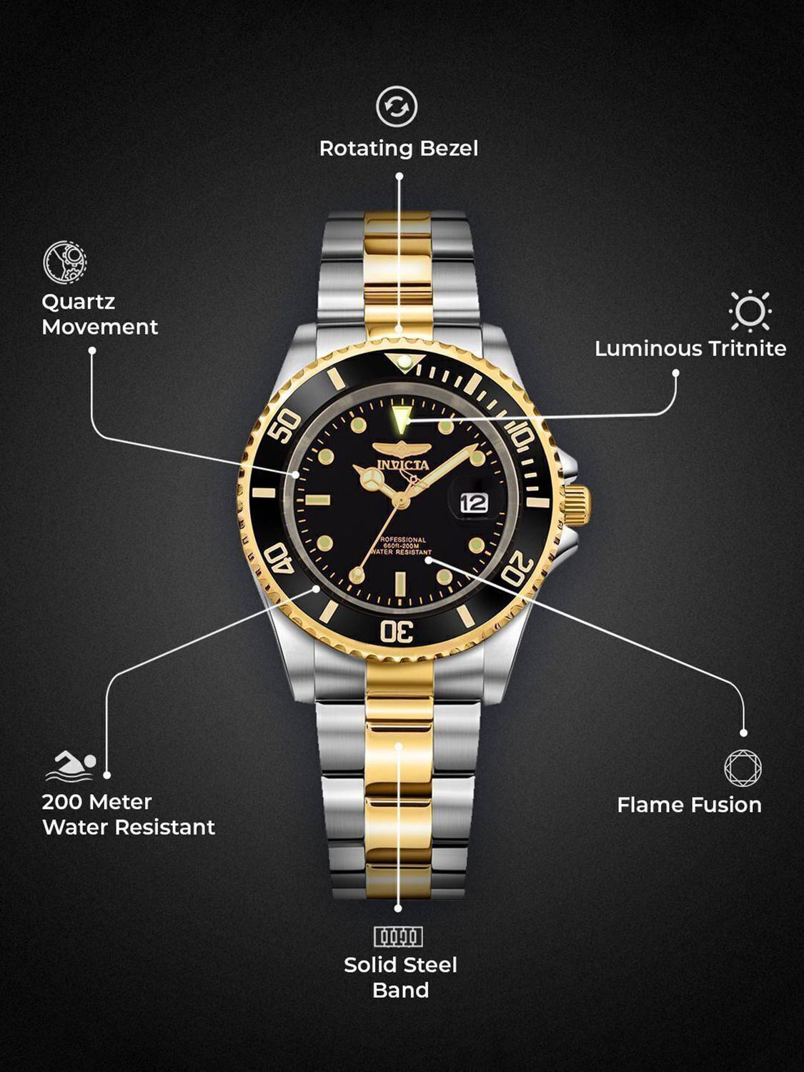 INVICTA 26973 Pro Diver Quartz Black Dial Analog Watch - For Men