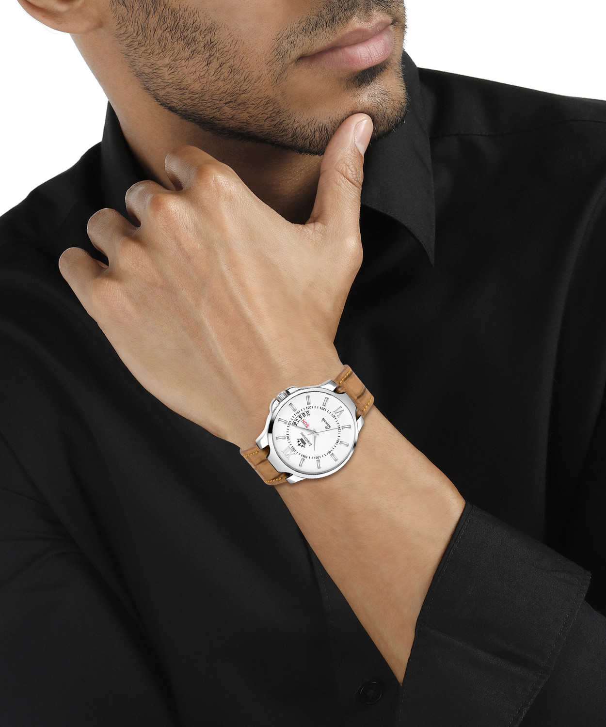 Image of LIMESTONE Avatar Day and Date Functioning Crocodile Strap Analog Analog Watch - For Men