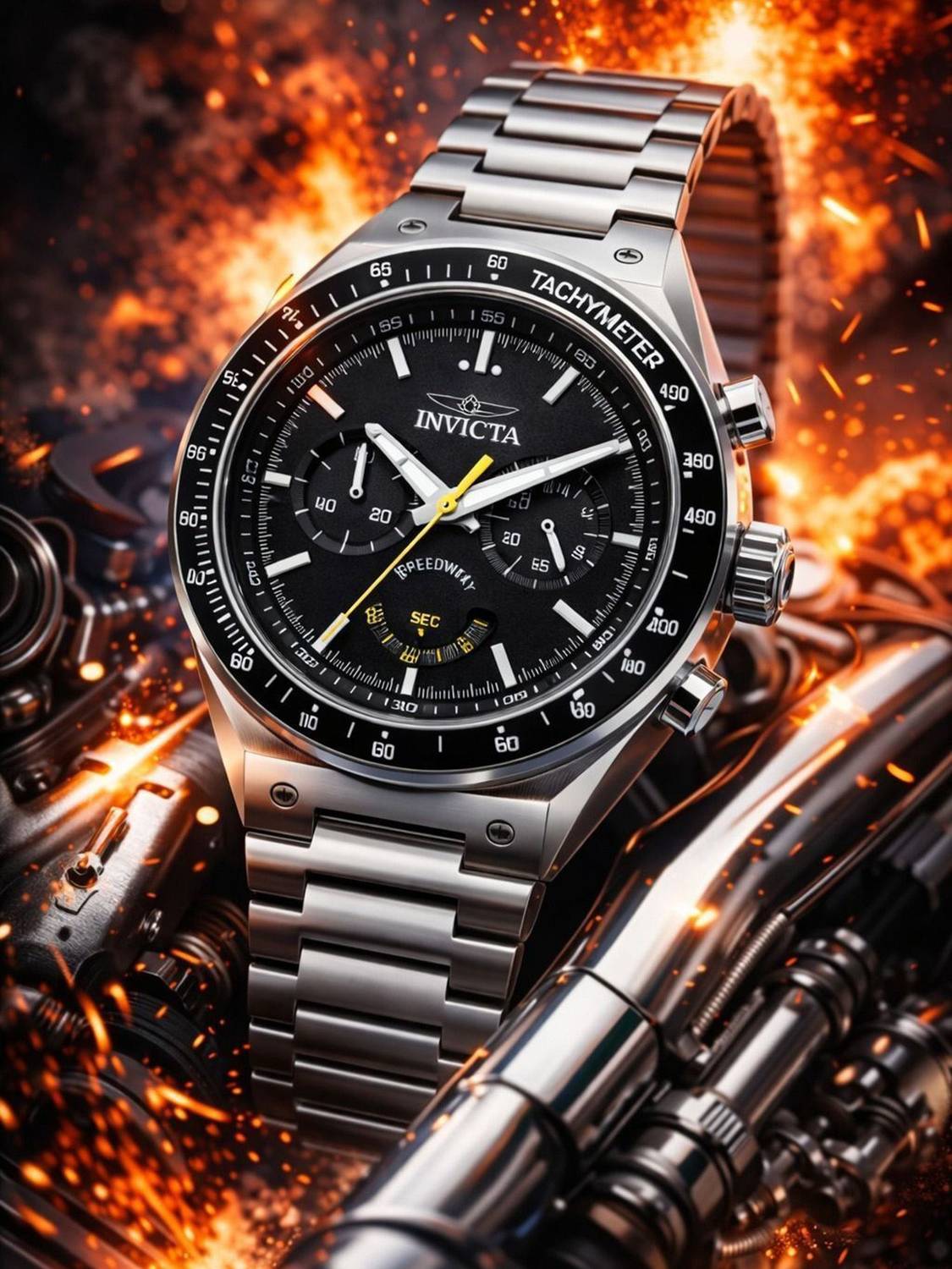 INVICTA 49376 Speedway Quartz Black Dial Analog Watch - For Men