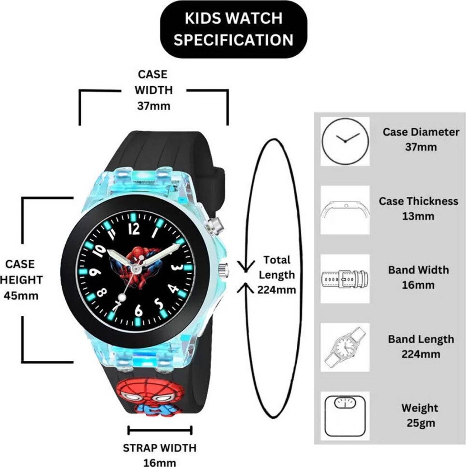 Everhug Kids Analog Watch 3D Cartoon Multicolor LED - Image 3
