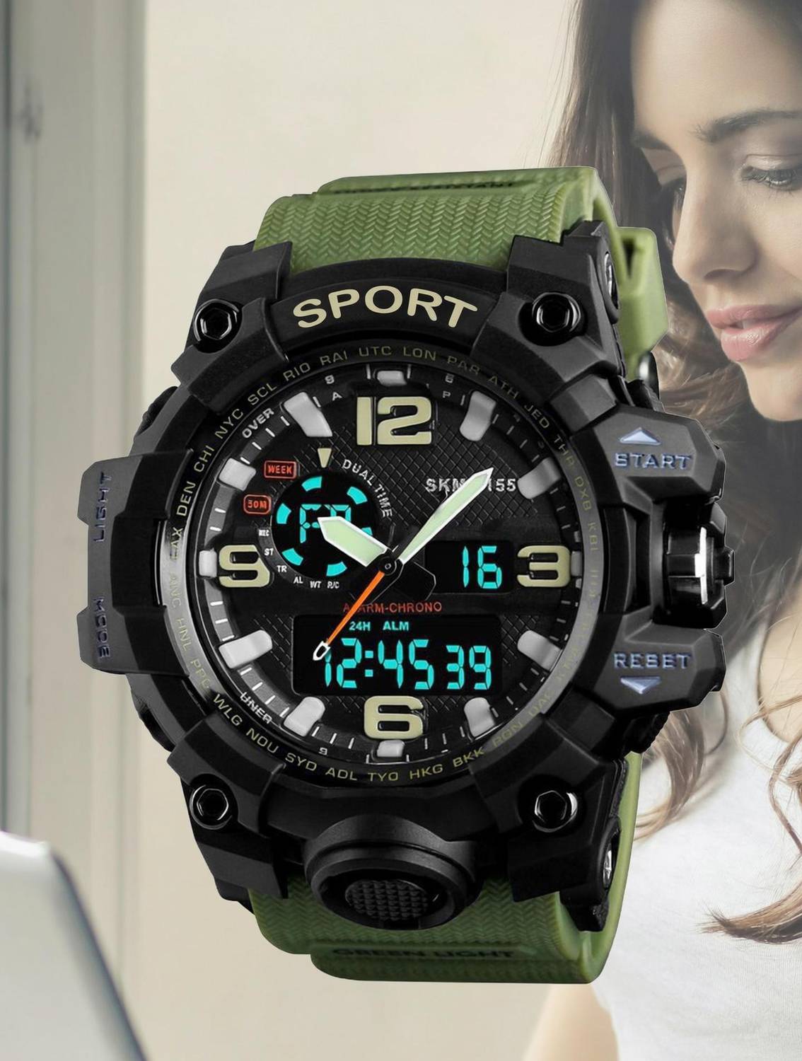AWEX SKM 1155 Green Sports Watch - Image 1