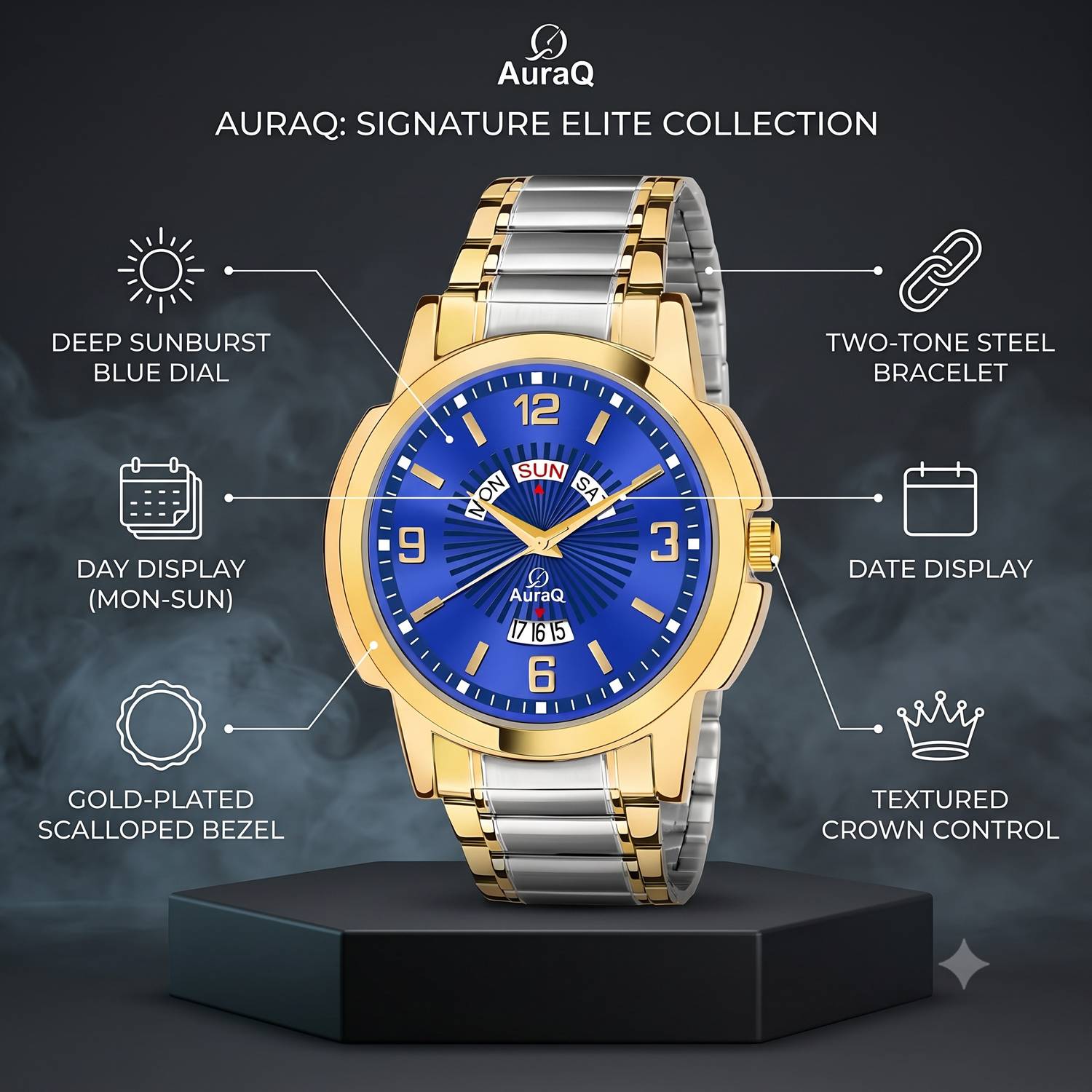 AuraQ Stylish Quartz Wrist Watch for Men - Image 2