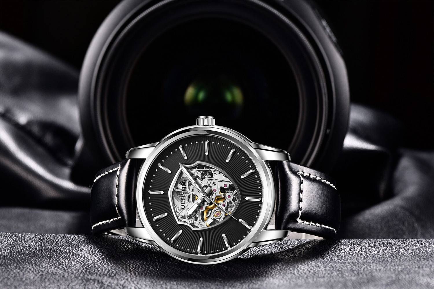 OVERFLY OCHSTIN Men's Black Automatic Skeleton Watch - Image 2