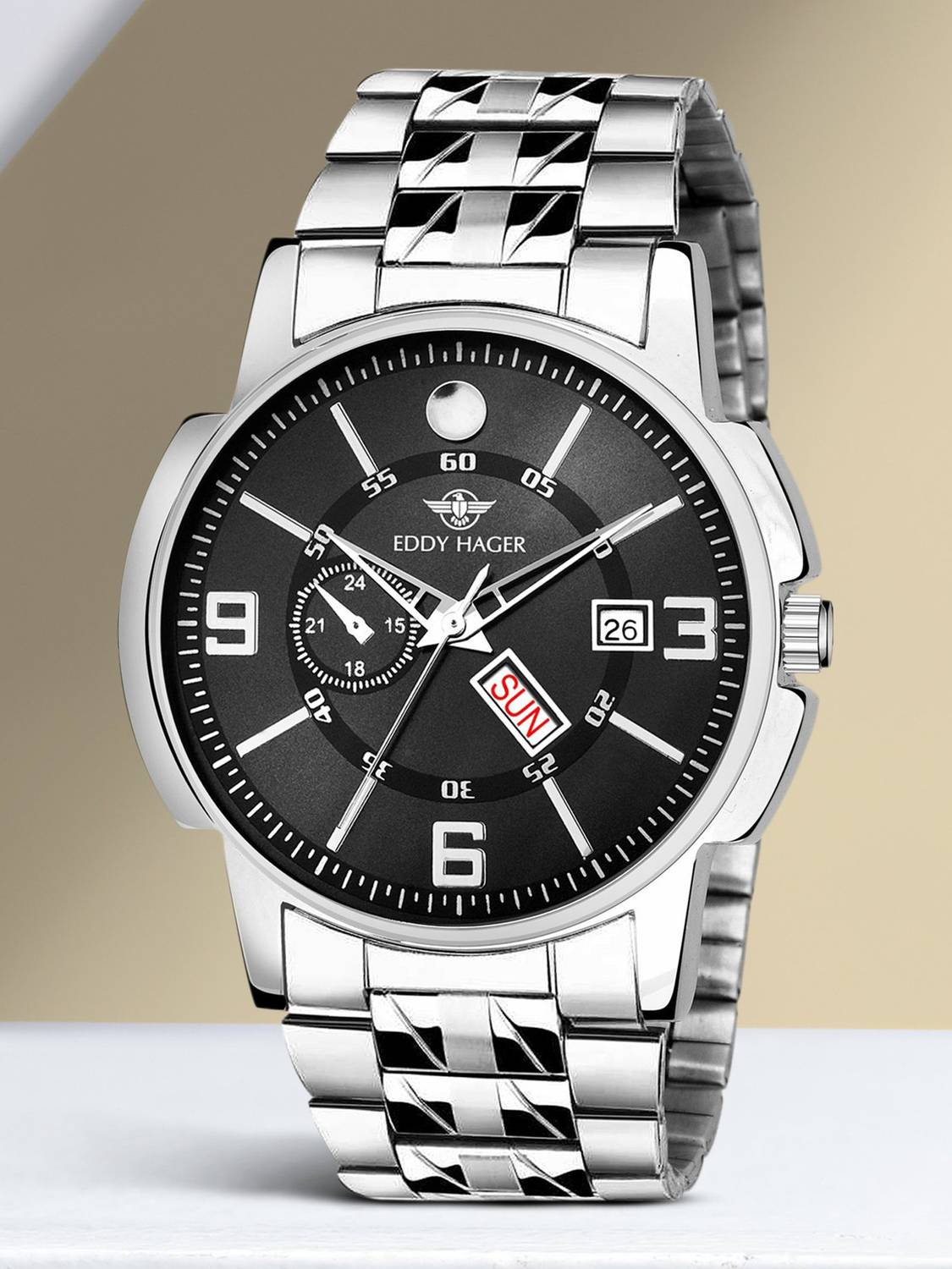 EDDY HAGER Black Day and Date Analog Watch – For Men