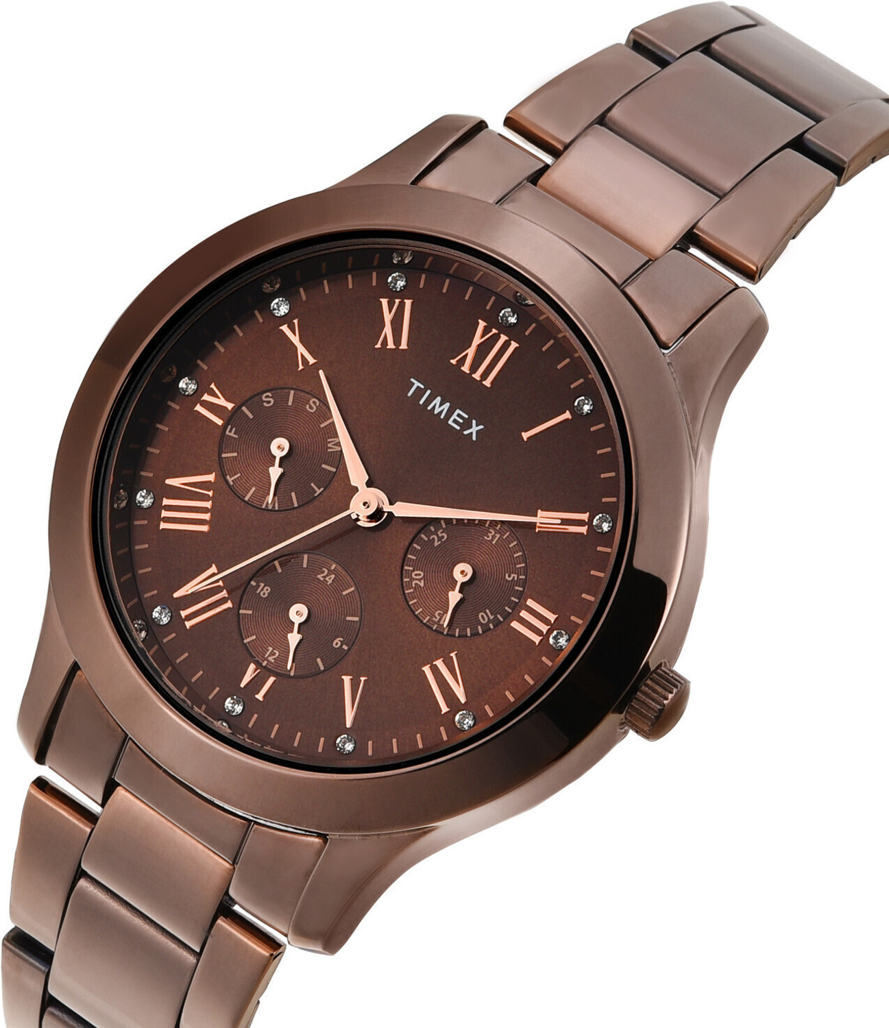 Image of TIMEX TW000Q820 Trendline Round 36mm Brown Dial Analog Watch - For Women