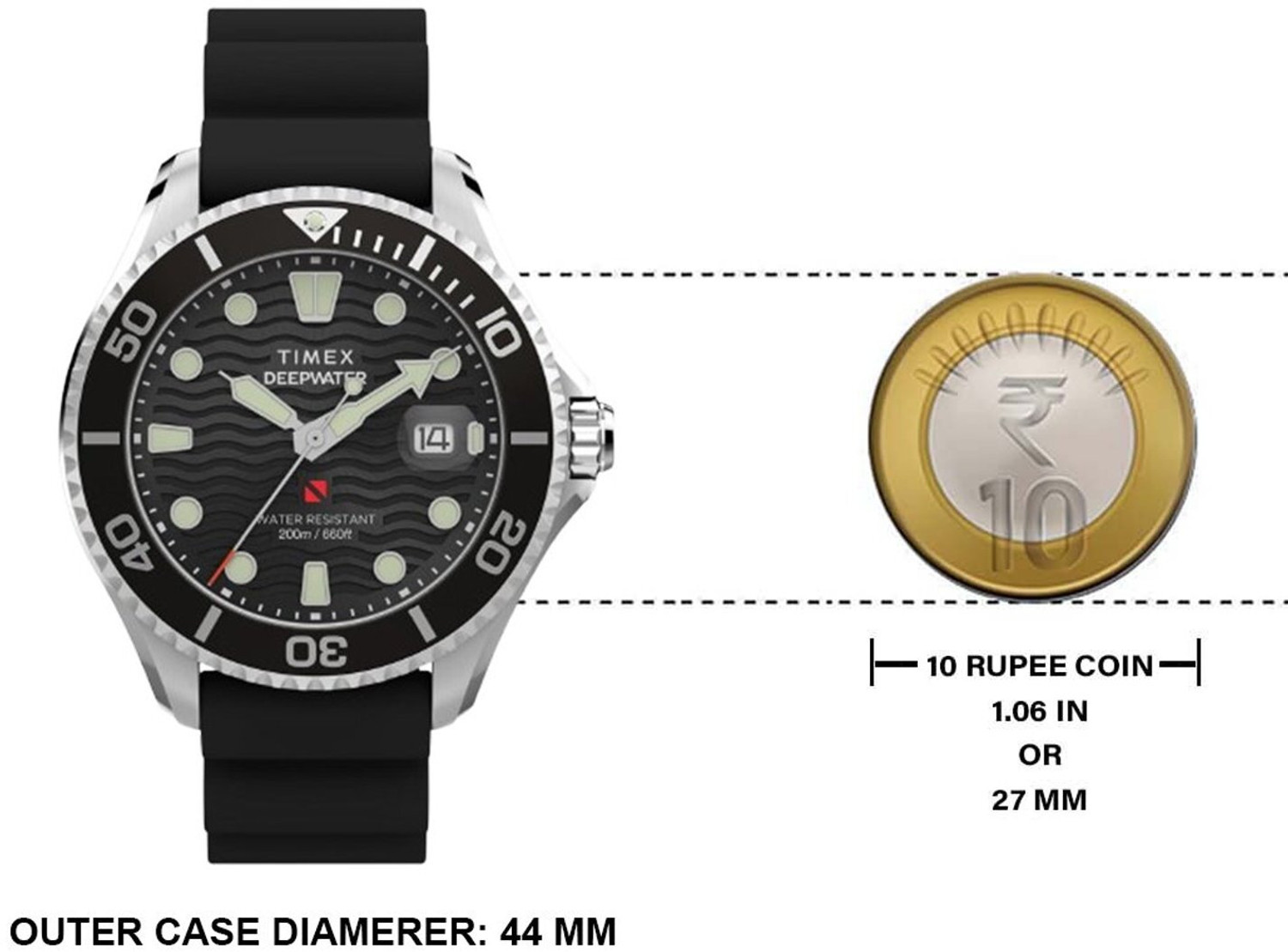 Image of TIMEX TW2W81600UJ Waterburry Round 44mm Black Dial Analog Watch - For Men