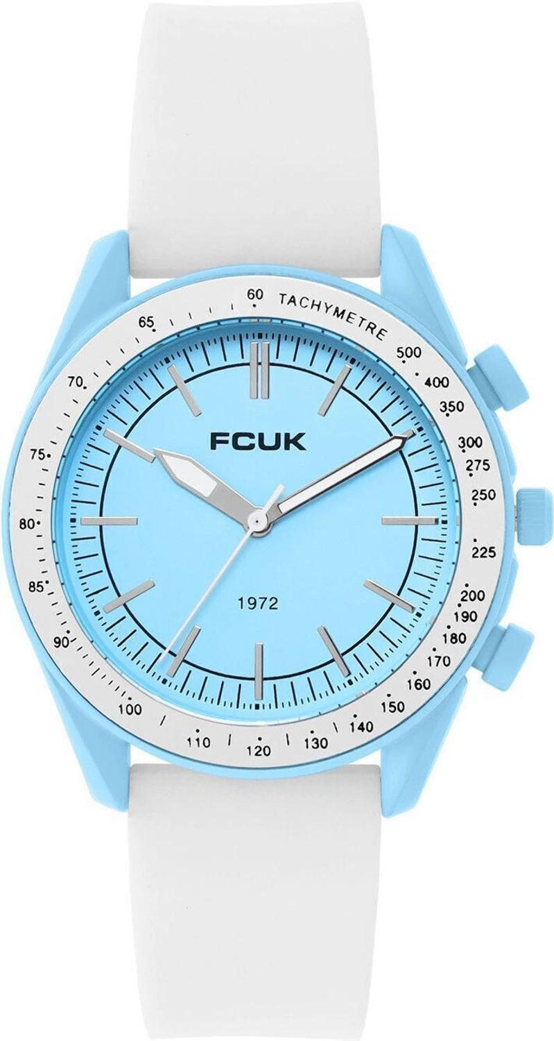 Image of FCUK Brillora BRILLORA FCUK Subtle Blue Round Dial With White Silicone Strap Watch Analog Watch - For Women