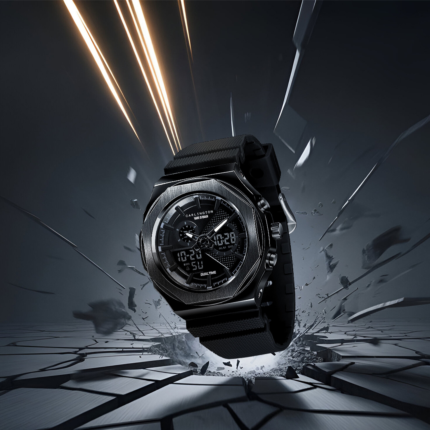 Image of Carlington CT 8102 Black Velocity Series Analog-Digital Watch - For Men
