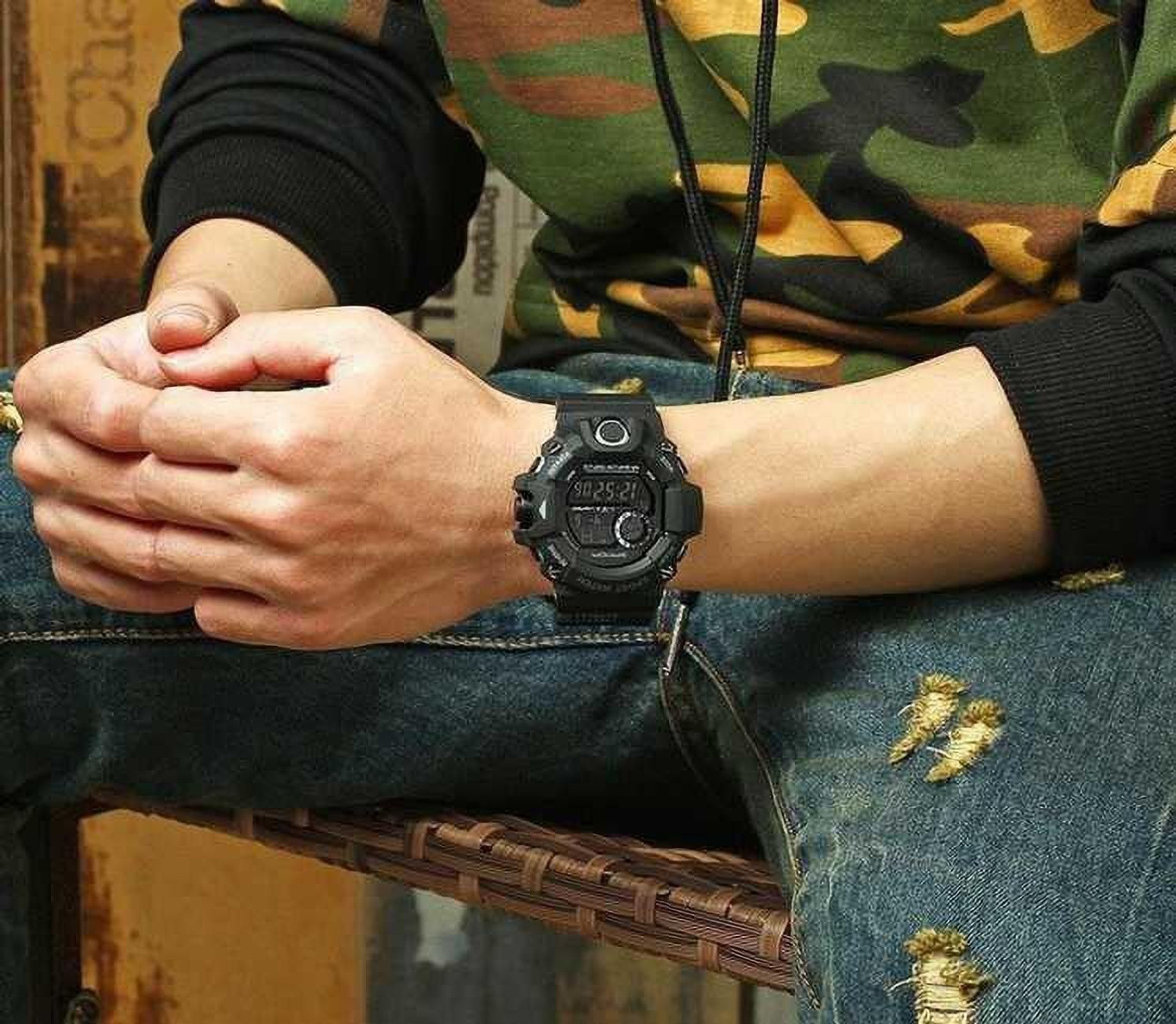 Image of TERIZLA Black Watch Original shock Waterproof Sports Multifunctional Alarm Unisex Watch Digital Watch - For Men & Women