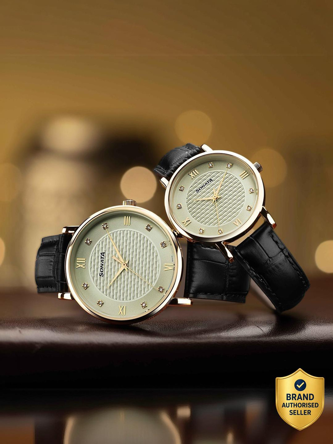 Image of SONATA Perfect Pairs Sonata Perfect Pairs Quartz Green Round Dial Men's and Women's Pairs Watch / Analog Watch - For Men & Women