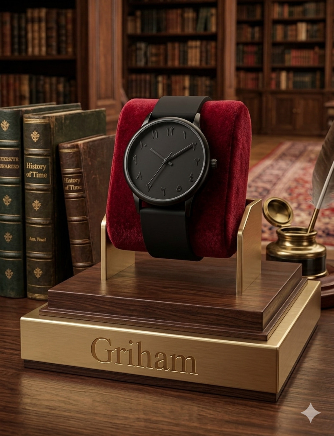 Image of GRIHAM Men's Slim Case Unique Arabian Numerals Black Dial Watch Men's Slim Case Unique Arabian Numerals Black Dial Watch Analog Watch - For Men