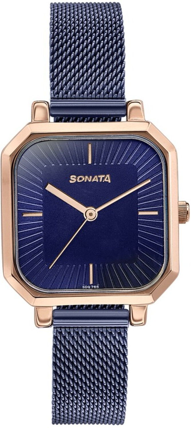 Image of SONATA Sonata Modern Edit Blue Rectangular Dial Stainless Steel Watch for Women / Analog Watch - For Women