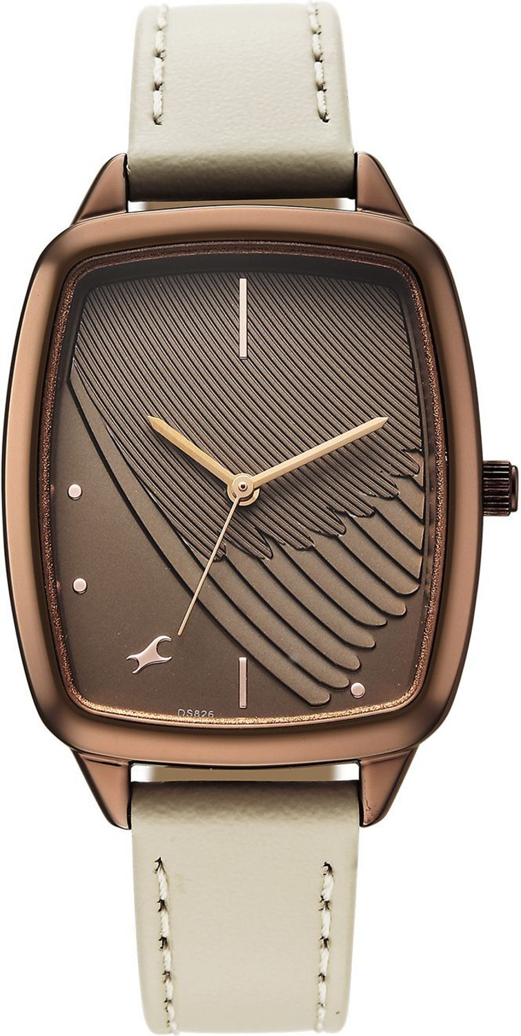Image of Fastrack Wild Wild Bird Feather Brown Dial Brown Genuine leather Strap Analog Watch - For Women