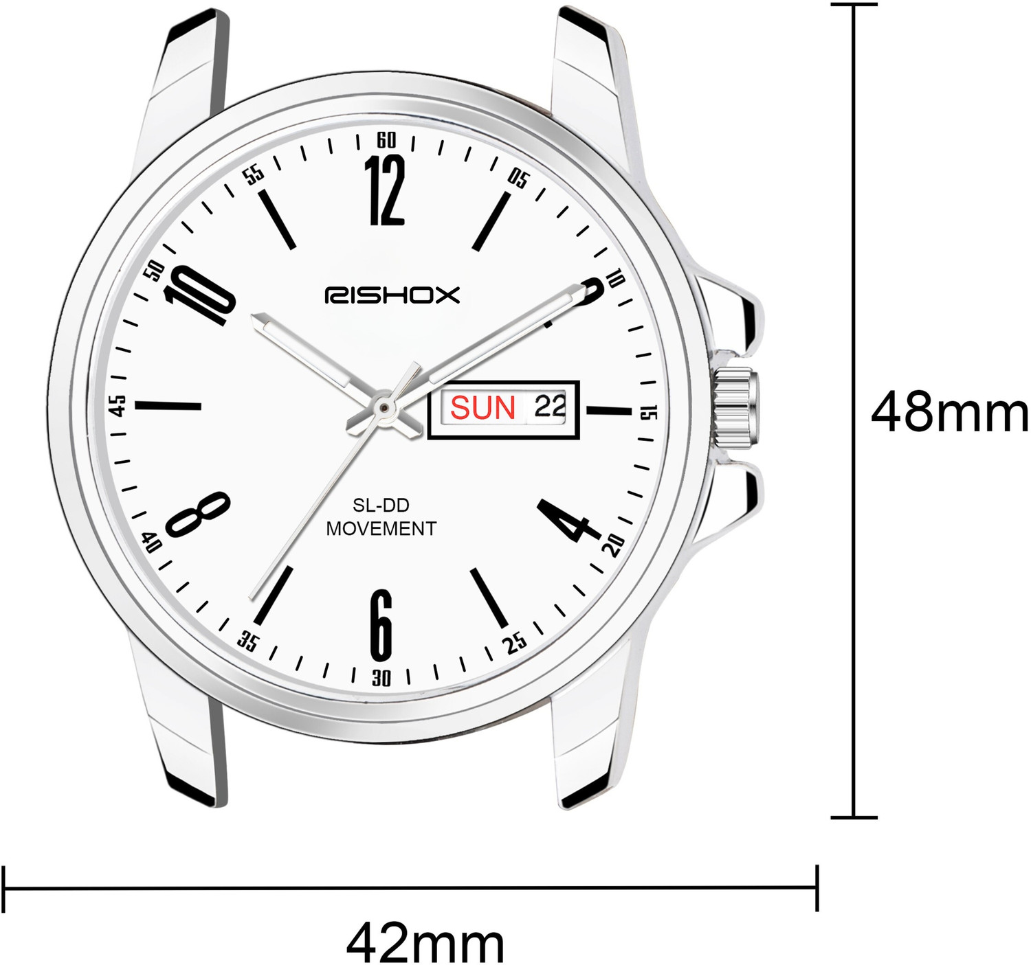 Image of Rishox New Track Number Dial, Day & Date, Brown Leather Strap Analog Watch Analog Watch - For Men RX-100RXG