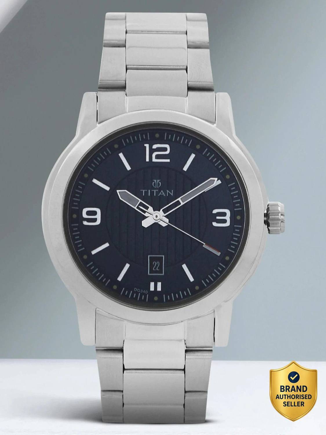 Titan NL1730SM03 Blue Dial Silver Strap Analog Watch for Men