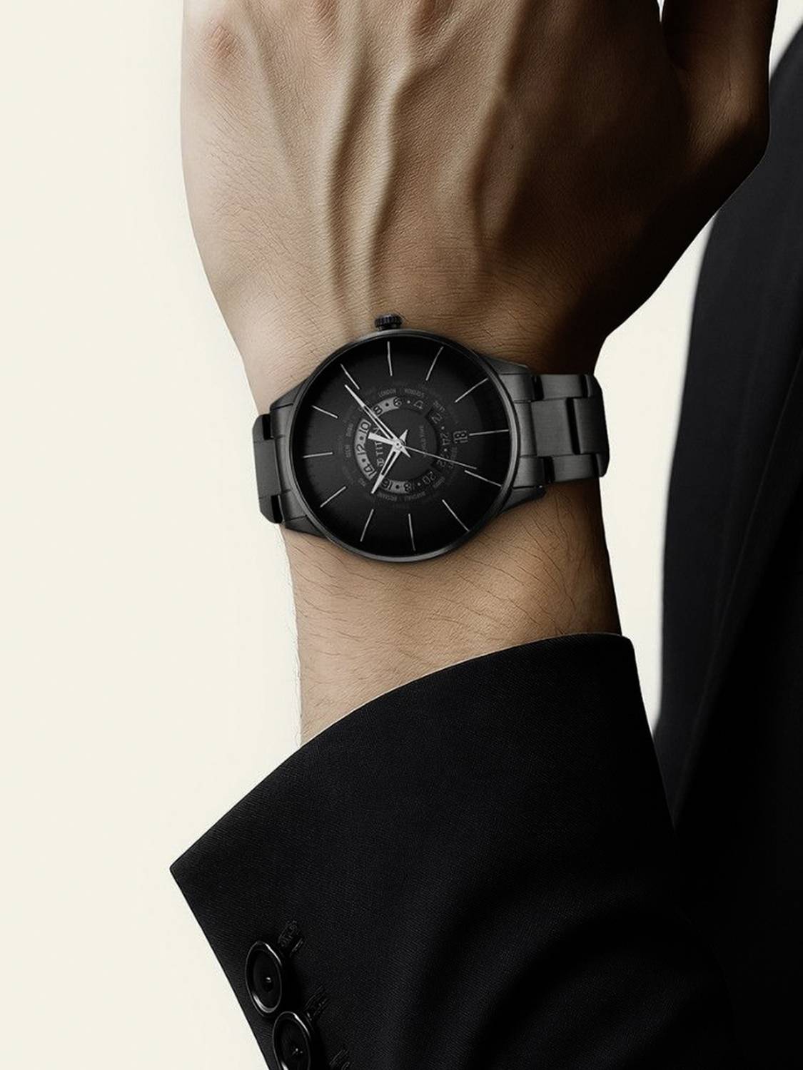 Titan World Time Black Dial Black Stainless Steel Men's Watch - Image 2