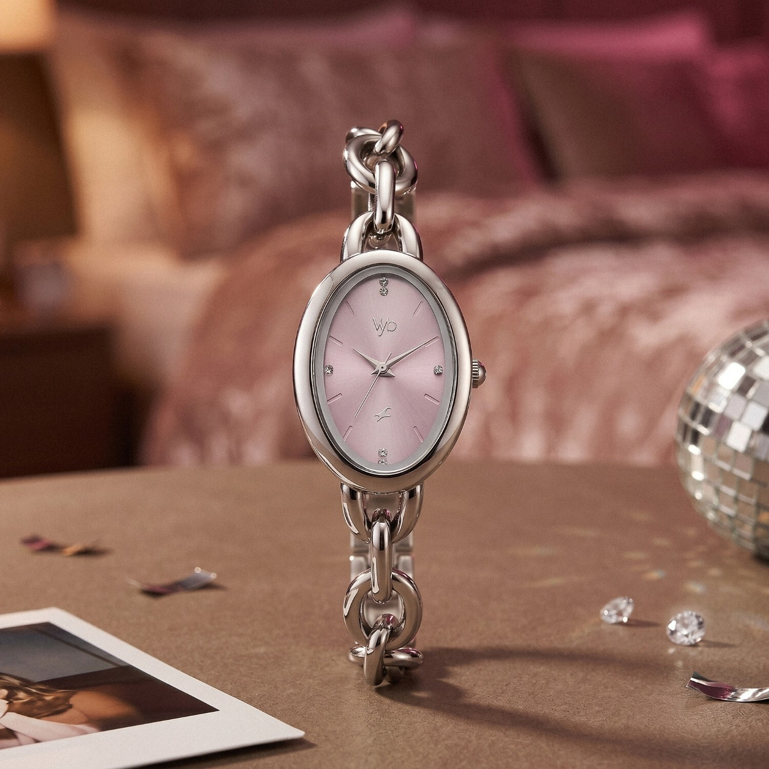 Image of Fastrack Fastrack Vyb Manifester Fastrack Vyb Manifester Quartz Lilac Dial Silver Alloy Strap Analog Watch - For Women