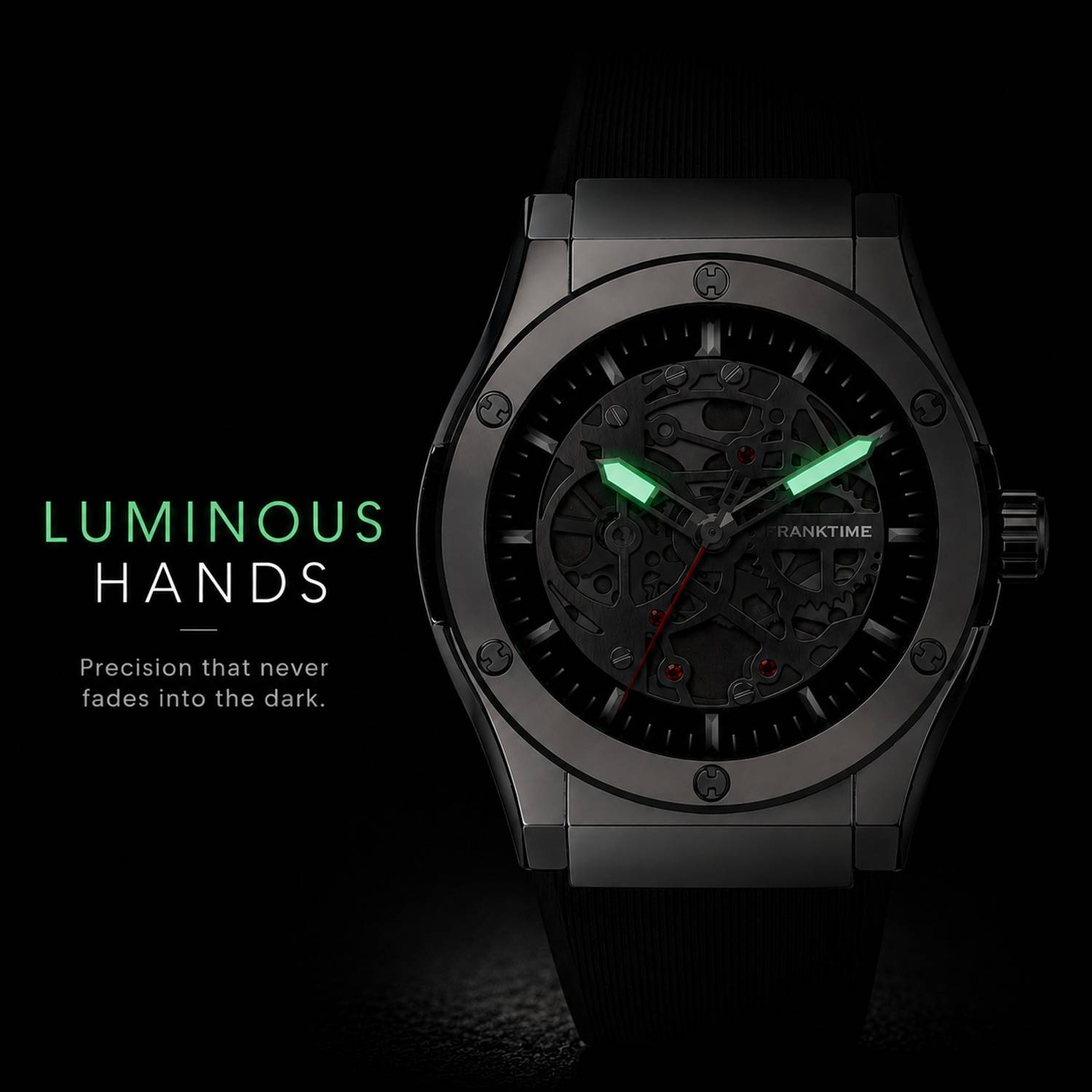 FRANKTIME Apex Men's Black Skeleton Watch - Image 3
