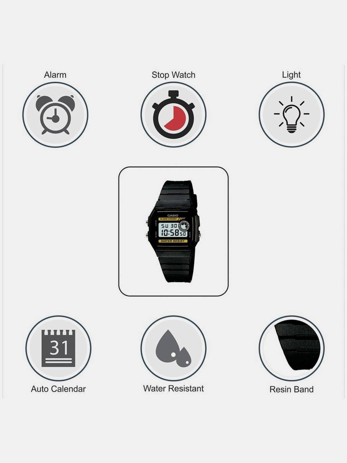 CASIO F-94WA-9DG Youth Digital Watch - Men - Image 3