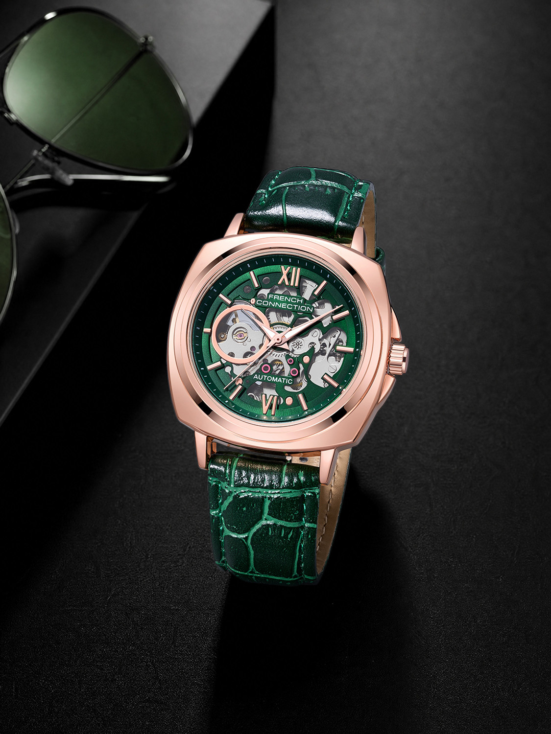 Image of French Connection FCA46NL Green Sunray Round Dial Automatic Analog Watch - For Men