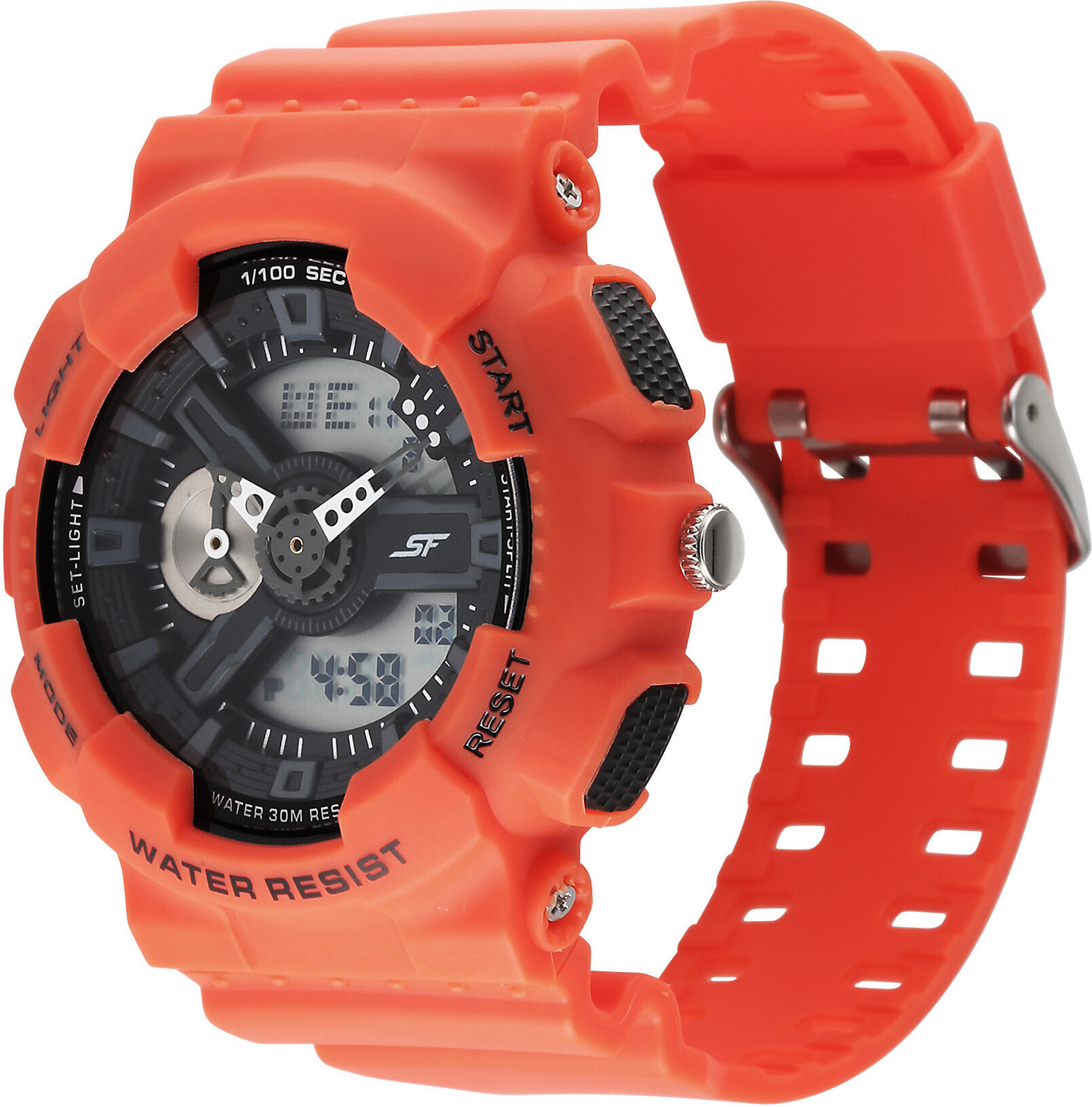 Image of SONATA SF Dreamer Series SF Dreamer Series Digital Black Dial Orange PlasticStrap Analog Watch - For Men