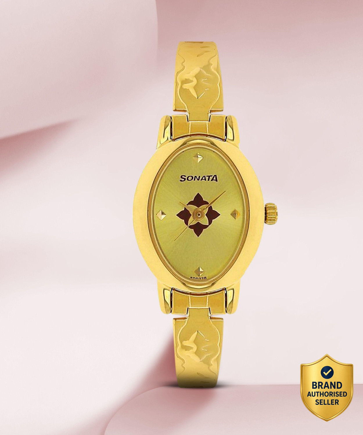 Image of SONATA NP8100YM04 Sonata Champagne Dial Gold Stainless Steel Strap Analog Watch - For Women