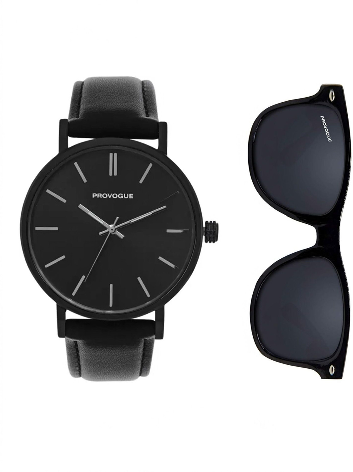 Image of PROVOGUE PG-4069 Premium Watch & Sunglasses Combo - Perfect Gift Set (Black & Black) Analog Watch - For Men