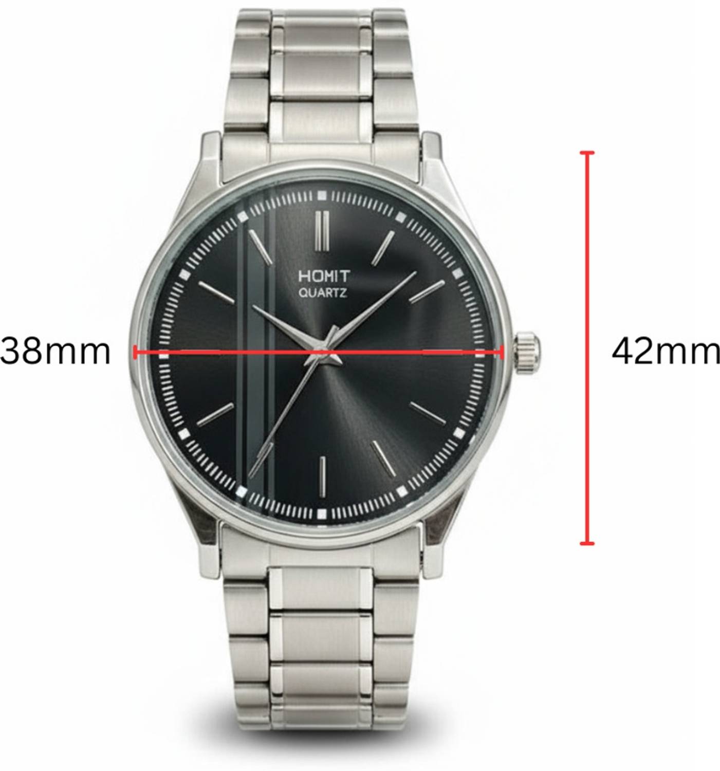 homot Couple’s Stainless Steel Analog Watch Combo - Black Pack of 2 - Image 5