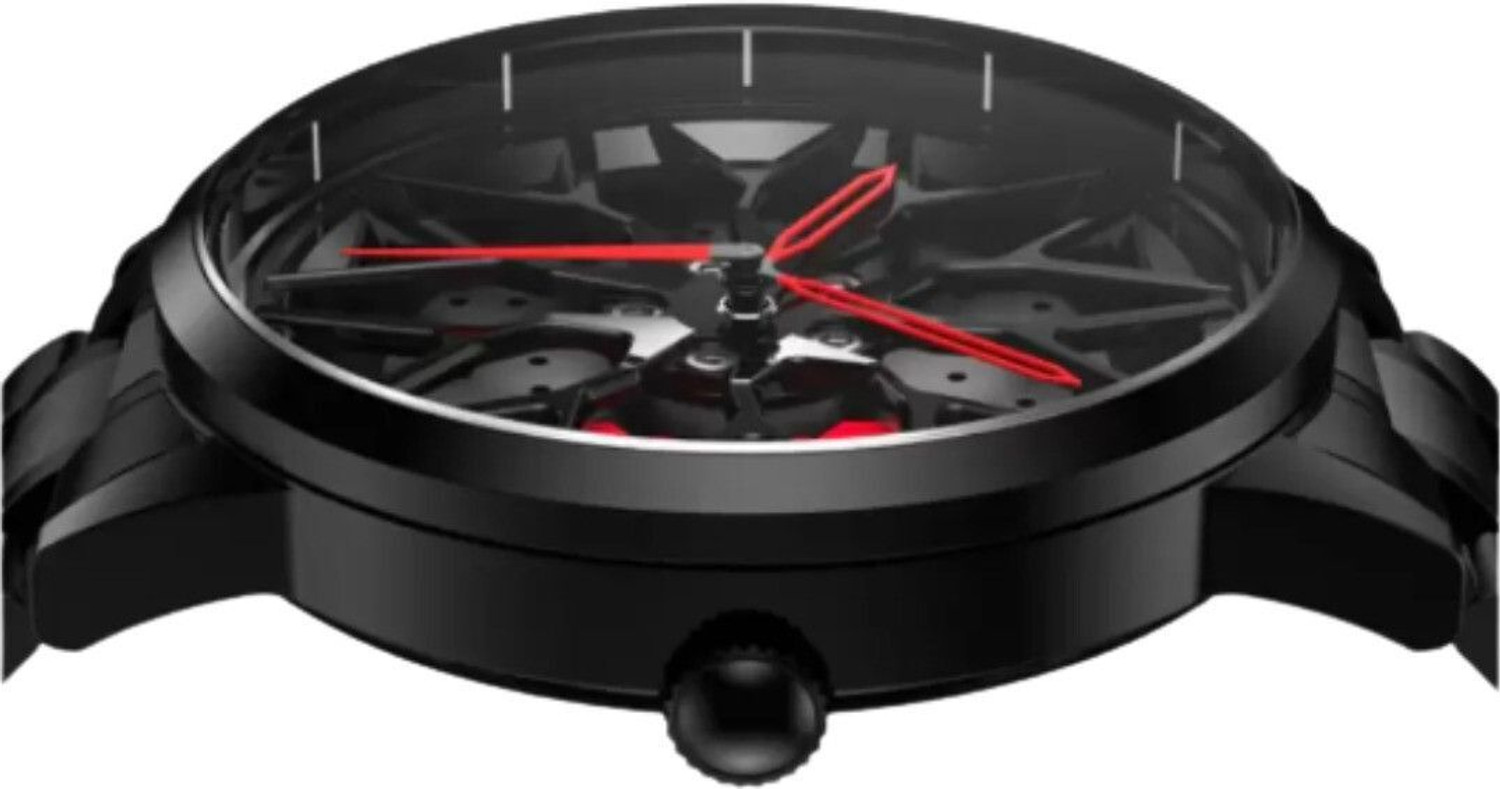 Image of RealBuff Car Wheel Watch Car Wheel Watch - Stainless Steel Quartz Watch with Car Rim Hub Design for Men Analog Watch - For Men