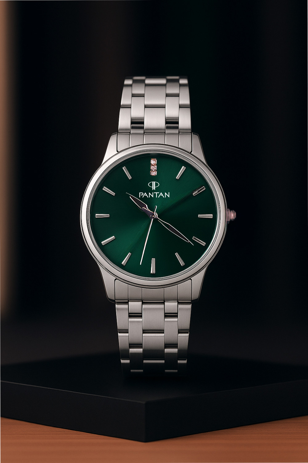 Image of pantan PANTAN Classic Edition Stainless Steel Wrist Watch for Men - Elegant Green Dial PANTAN Classic Edition Analog Watch - For Men