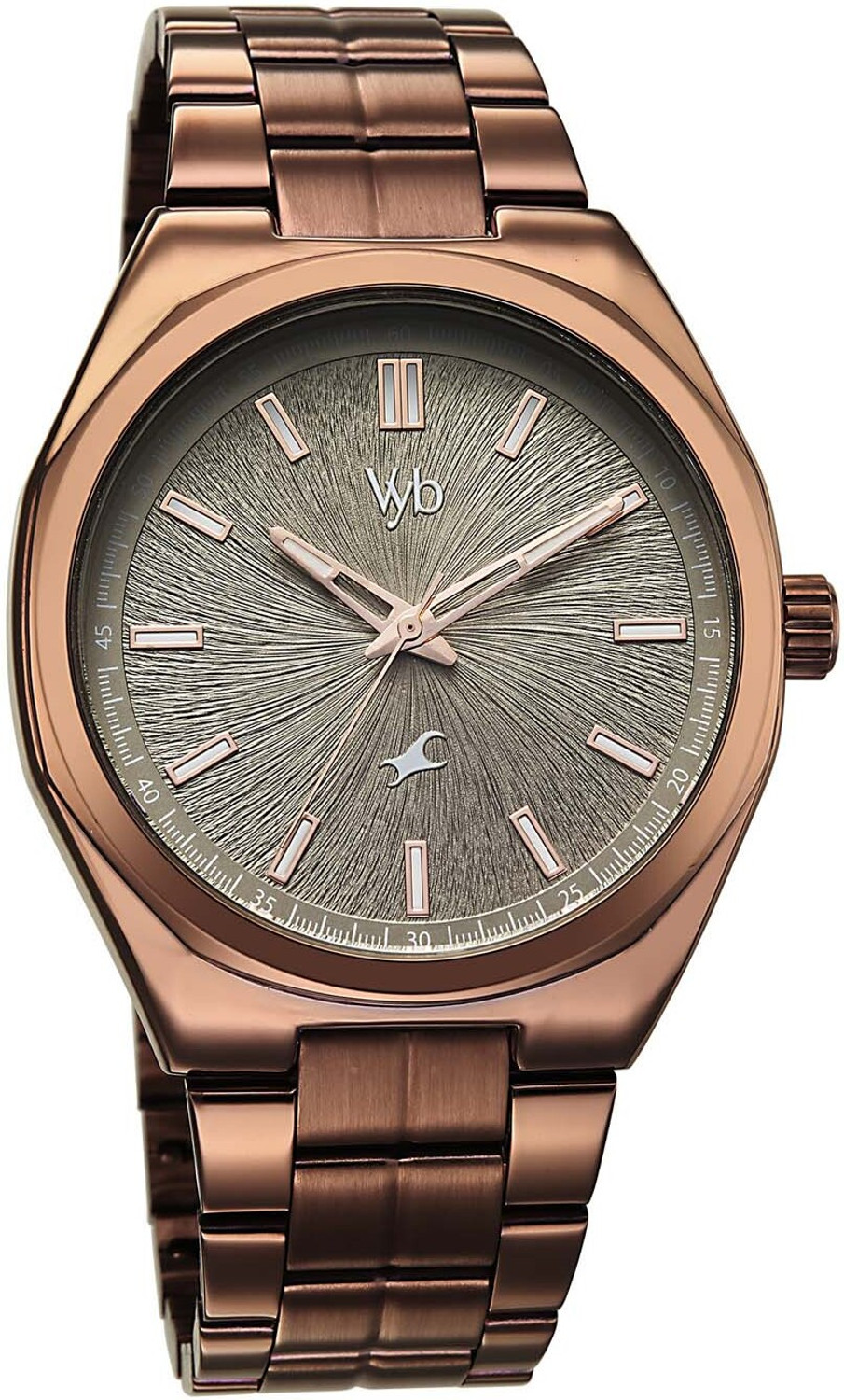 Image of Fastrack Vyb Aviator Fastrack Vyb Aviator Quartz Beige Dial Brown Stainless Steel Strap Analog Watch - For Men