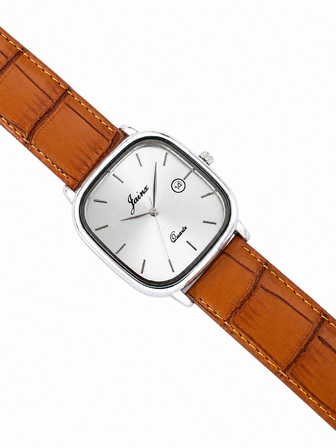 JAINX Silver Dial Tan Leather Men's Watch - Image 5