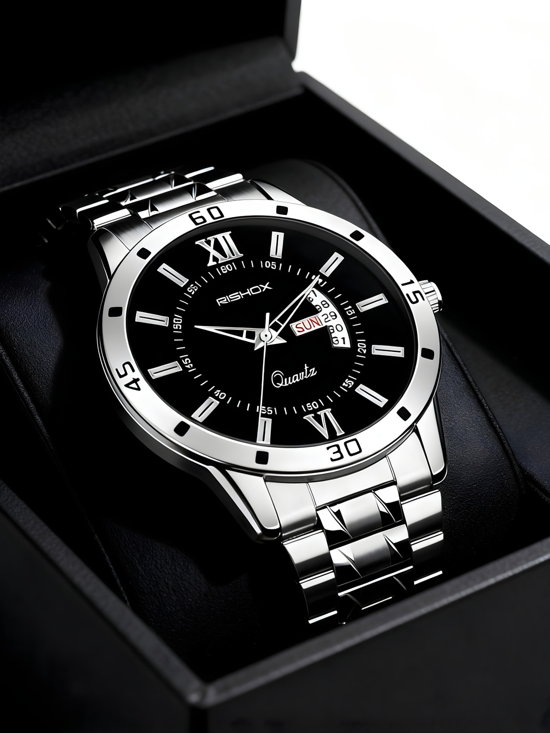 Image of Rishox Elegant Quartz Watch For Men With Day-Date Display Analog Watch - For Men RX-20-Chain