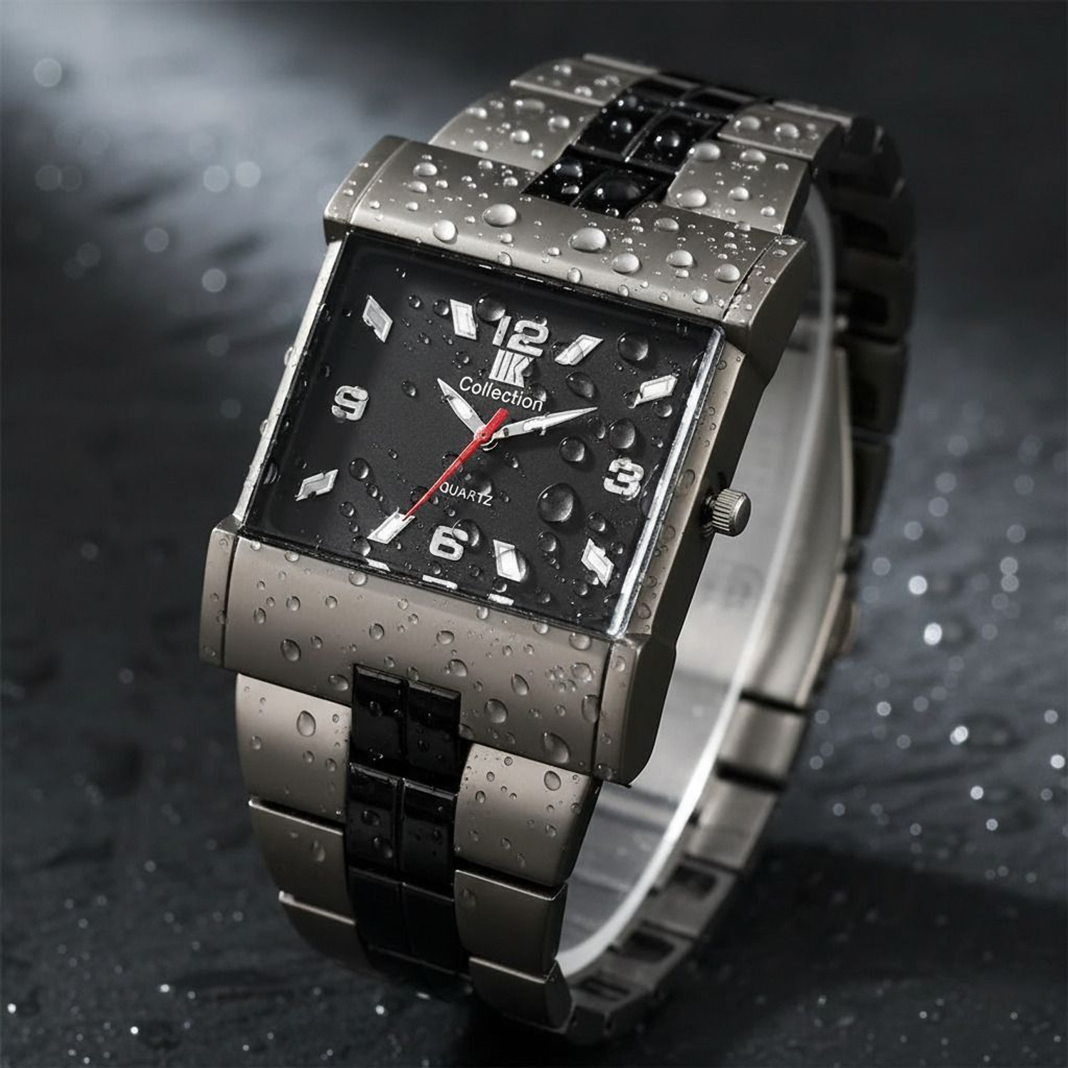 Image of IIK Collection IIK-027M Men's Watches Black Studded Big Dial with Multicolor Metallic Heavy Chain Strap Analog Watch - For Men