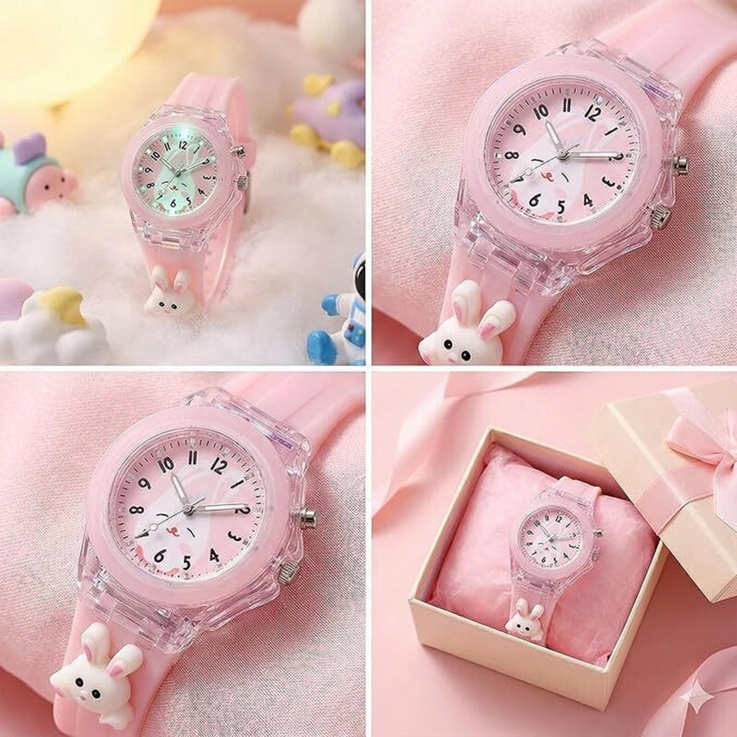 Image of Kanvictz Dial Pink Color Rabbit Cartoon Character Watch Gift for Ages 3-12 Years Dial Pink Color Rabbit Cartoon Character Watch Gift for Ages 3-12 Years Analog Watch - For Boys & Girls