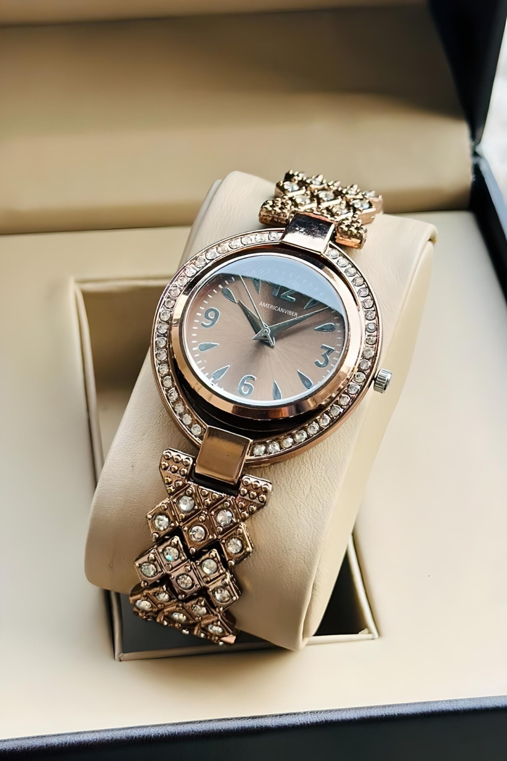 Image of Americanviber DRW0034 BROWN+DRW0027 ROSE WHITE Premium Stylish Combo Watch Set for Women & Girls Analog Watch - For Women