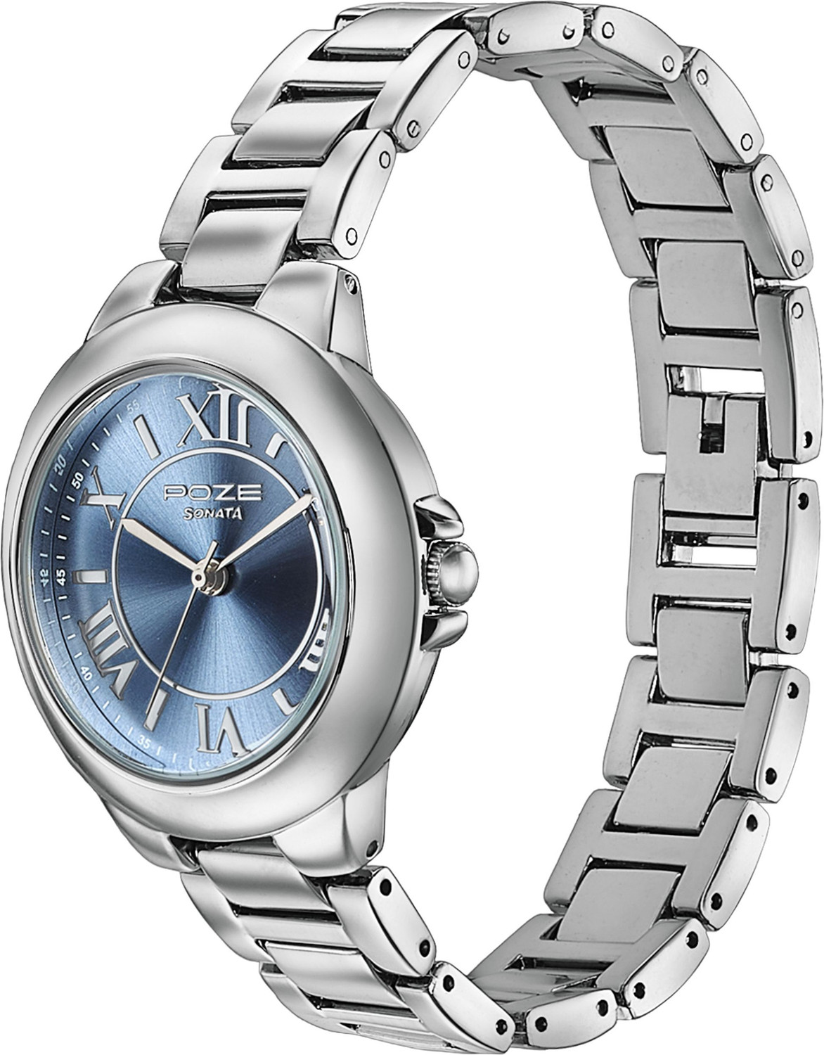 Image of SONATA Poze 8 Sonata Poze 8 Quartz Blue Dial Silver Alloy Strap Analog Watch - For Women