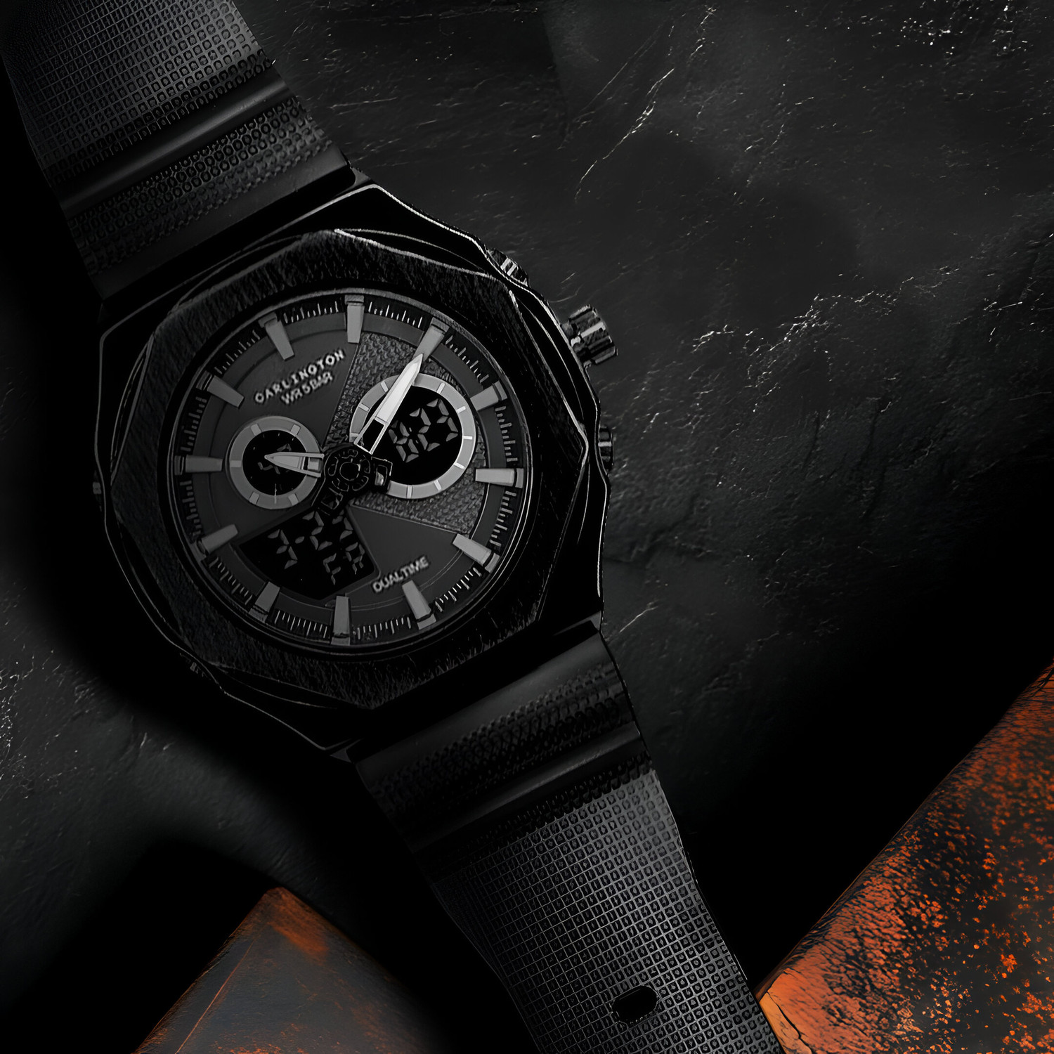 Image of Carlington CT 8102 Black Velocity Series Analog-Digital Watch - For Men