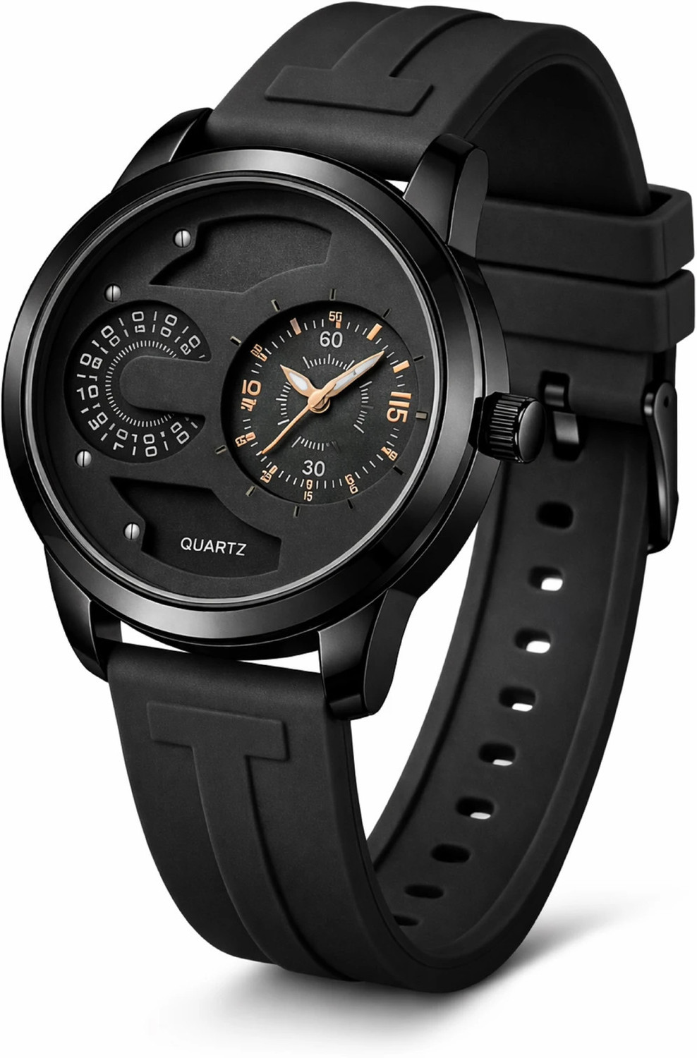 Image of WRISTON 161 Prime Collection Dual Dial Quartz Black Silicone Strap Analog-Digital Watch - For Men