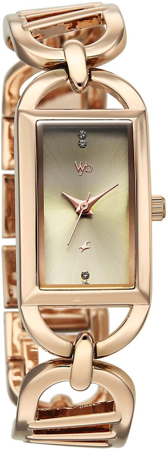 Image of Fastrack Fastrack Vyb Striker Fastrack Vyb Striker Quartz Green Dial Rose Gold Alloy Strap Analog Watch - For Women