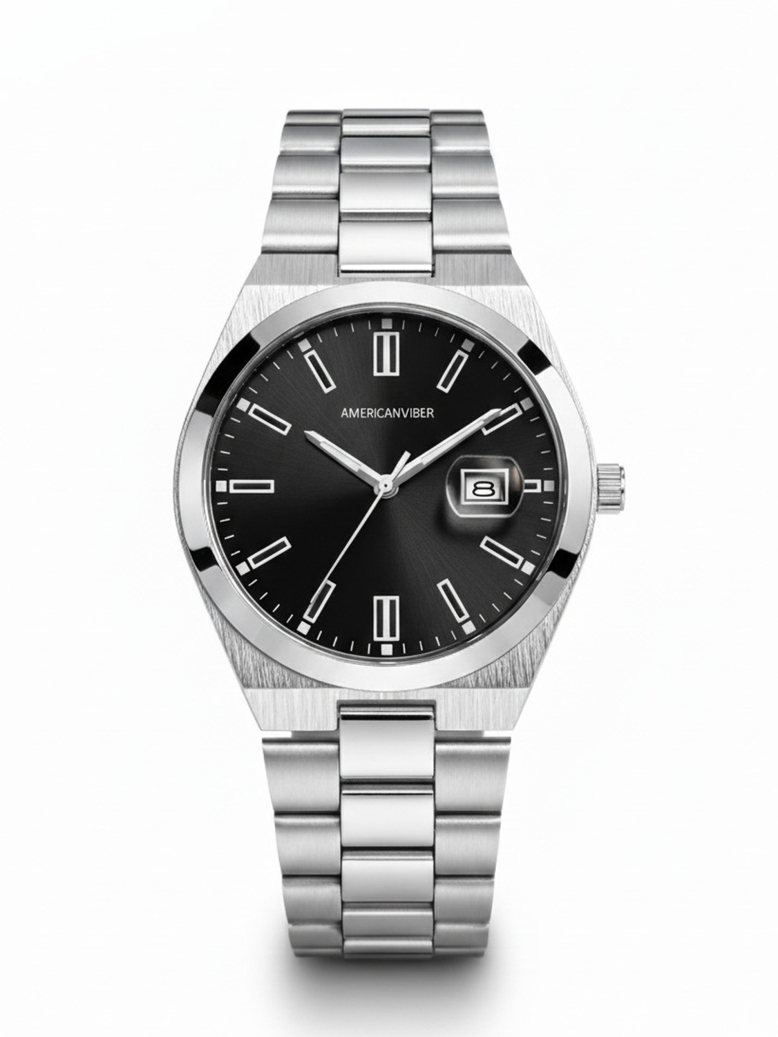 Image of Americanviber AVM0036 Premium Steel Chain Classic Men Watch | 3D Date Window | Adjustable Belt Design Analog Watch - For Men
