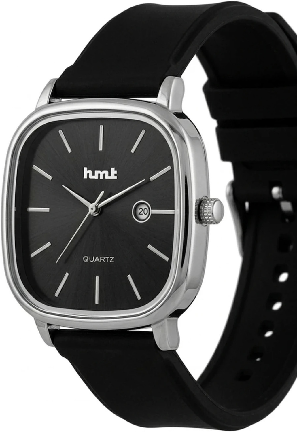 Image of hmt QUARTZ Black Strap Dial Square Silicon Analog Watch - For Men & Women