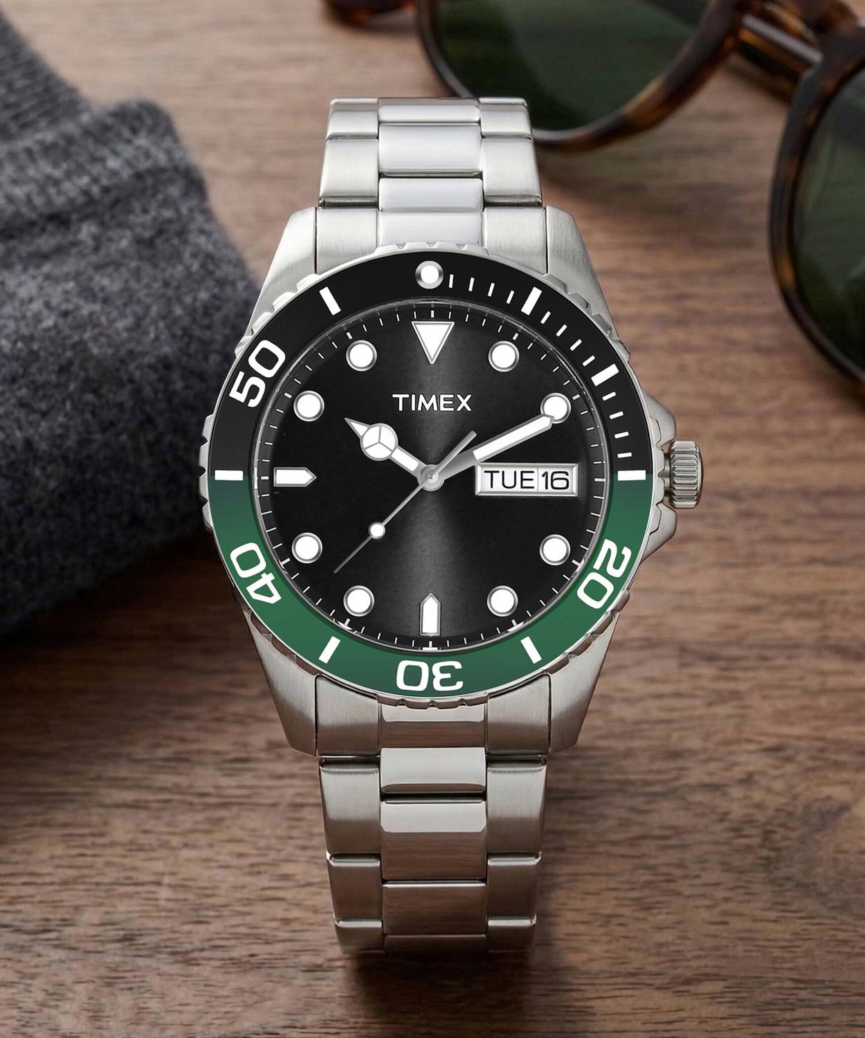 TIMEX Black Dial Day-Date Men's Watch - Image 2