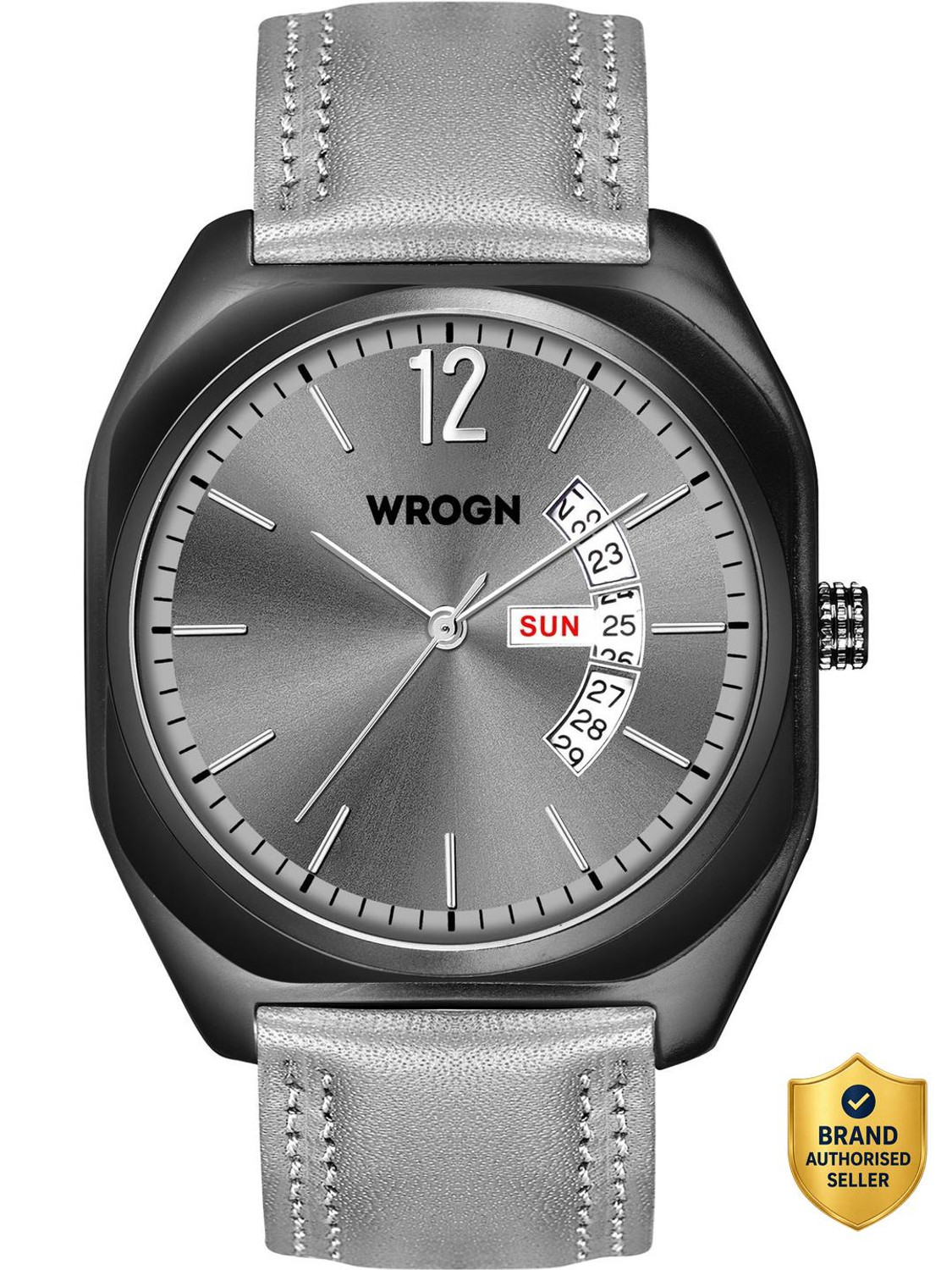 Image of WROGN WR-6605-Grey Day and Date Display Analog Watch - For Men