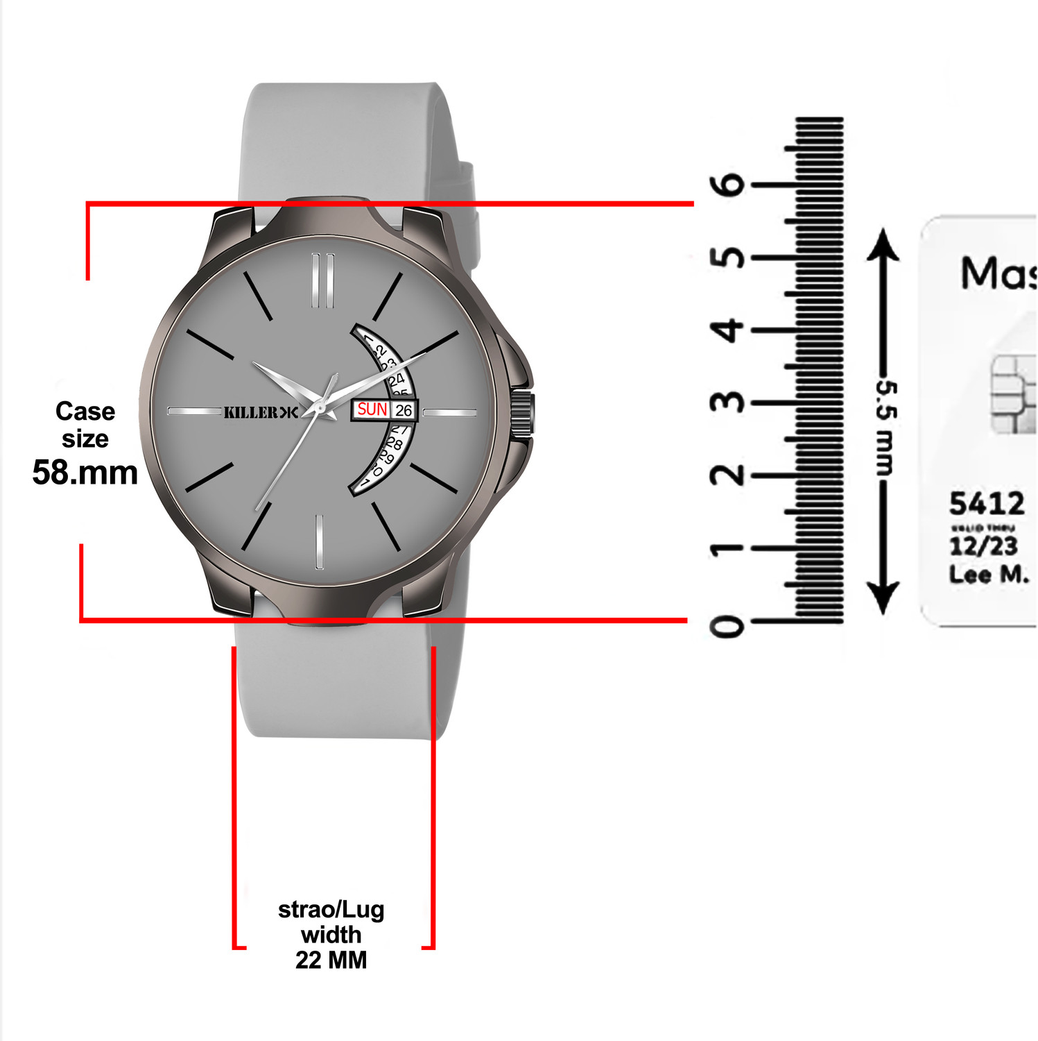 Image of KILLER Gun Metal Series | Smart Watch Strap | 3D Glass |Smart Clip | Working Day & Date Gun Metal Series | Smart Watch Strap | 3D Glass |Smart Clip | Working Day & Date Analog Watch - For Men
