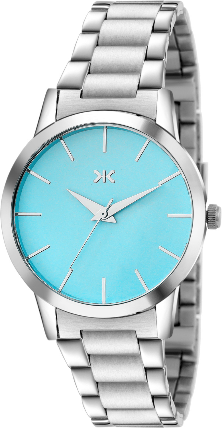 Image of KILLER Aqua Blue Minimal Dial Classic Stainless Steel Strap Analog Analog Watch - For Women KLW905B